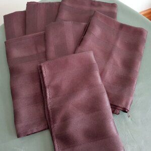 7 Dark Brown Square Damask Napkins Vintage Tablecloth Formal Thanksgiving Table